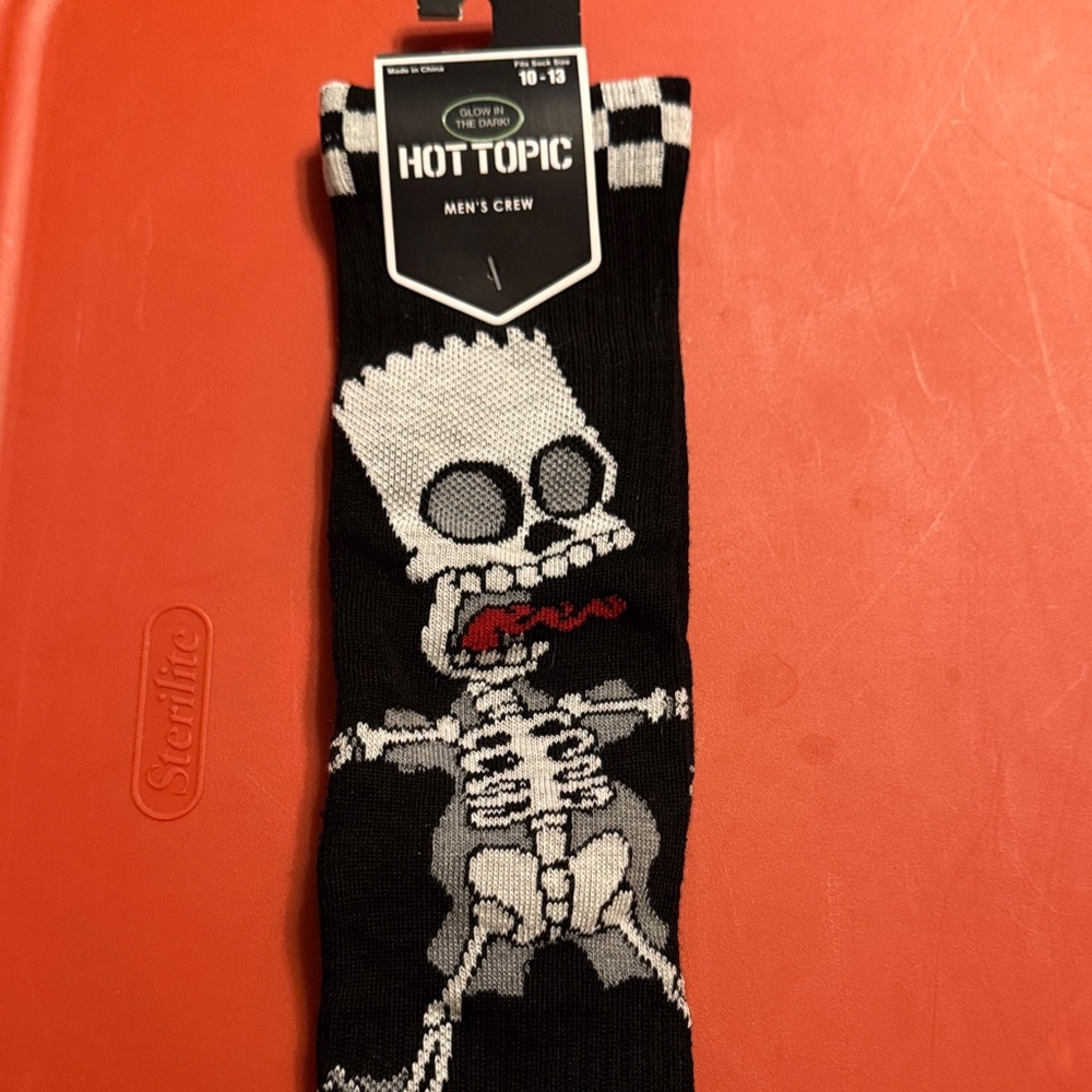 Hot Topic BART Simpson Black and White Skeleton Crew Socks